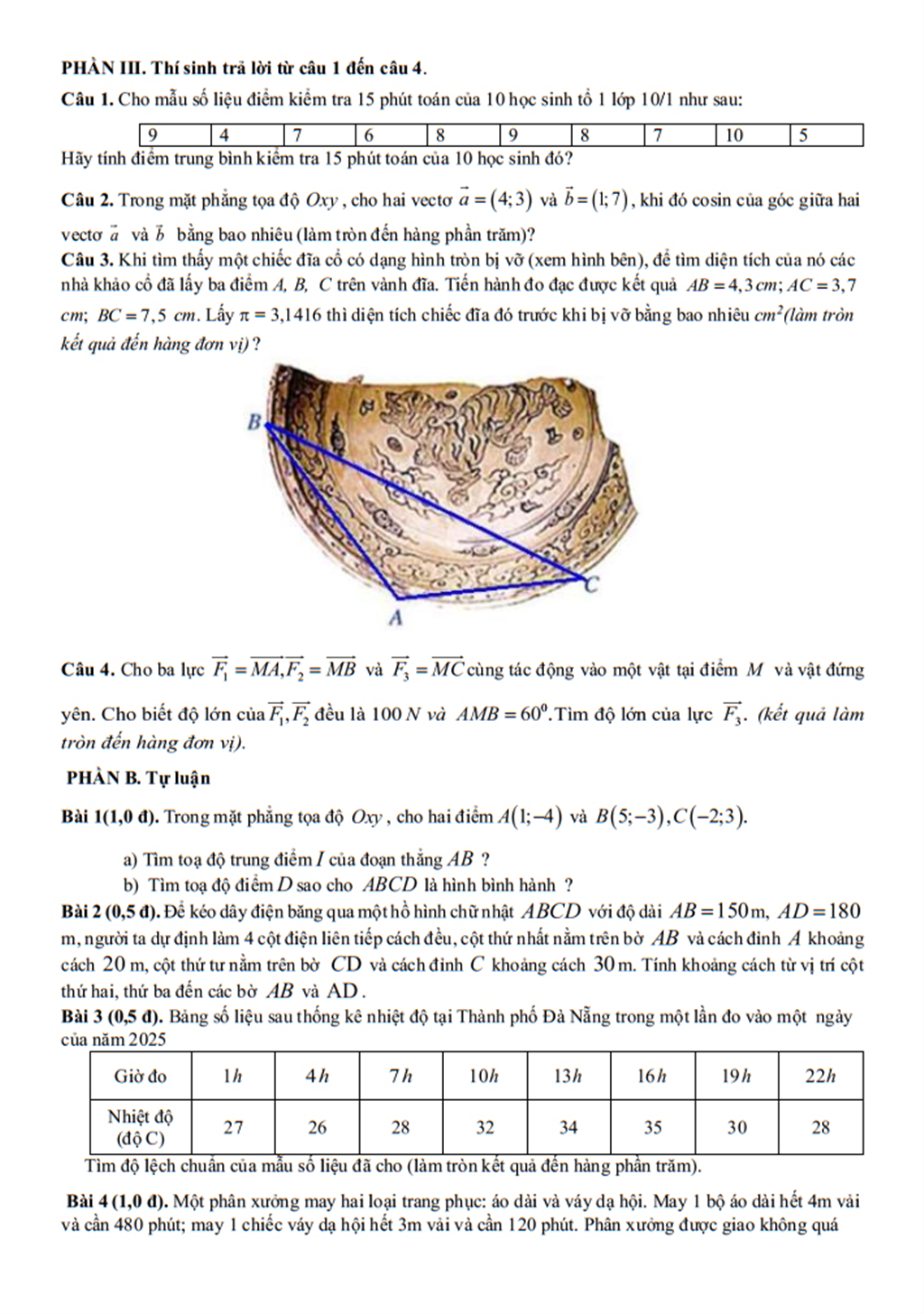 Đề cương Toán lớp 10, học kì 1, năm học 2025-2026