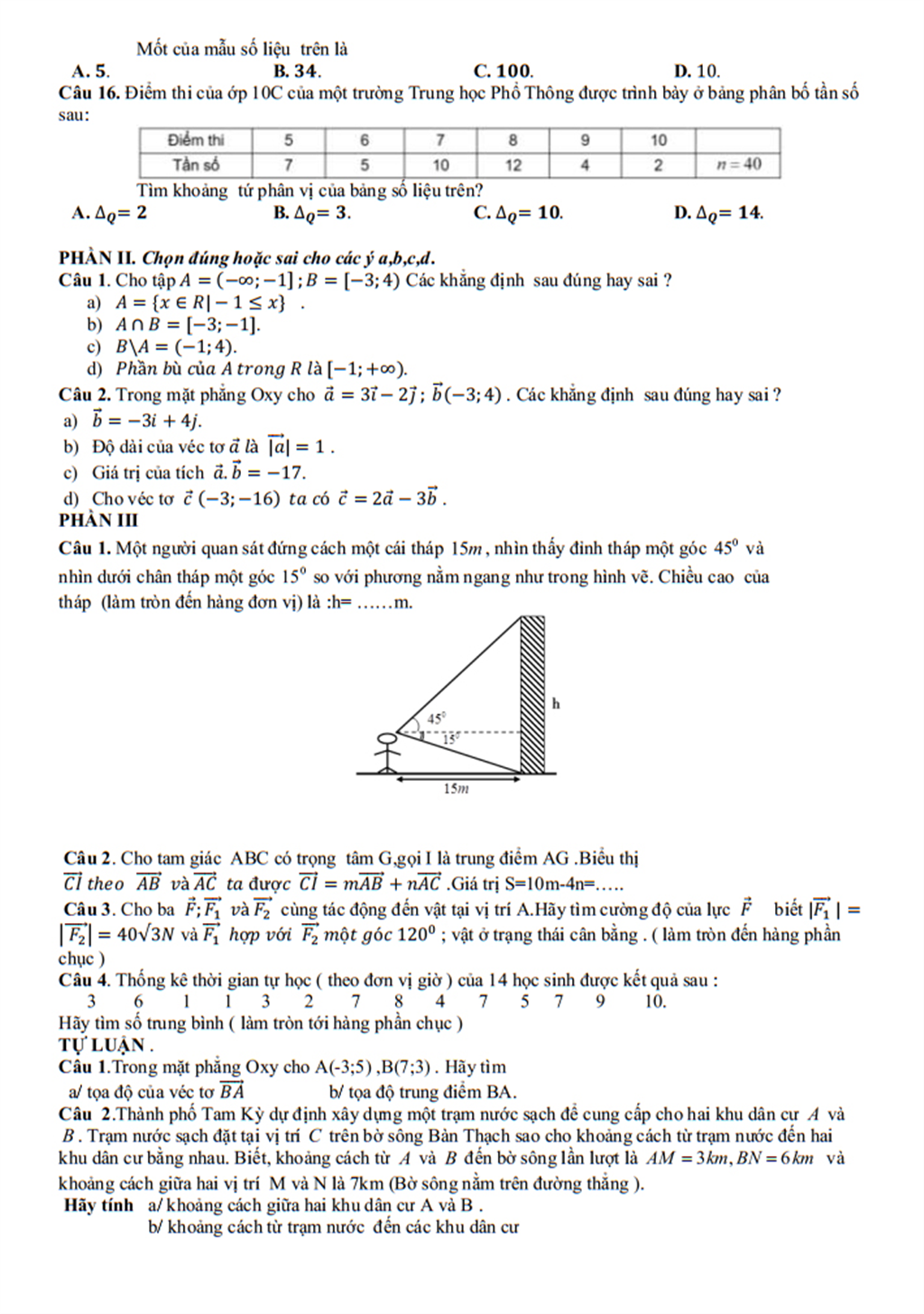 Đề cương Toán lớp 10, học kì 1, năm học 2025-2026