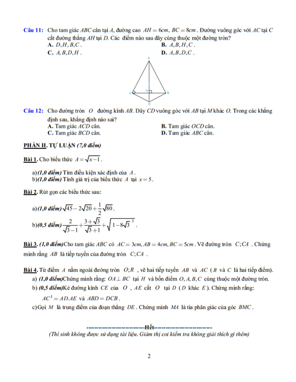 Đề cương Toán  lớp 9, học kì 1, năm học 2025-2026
