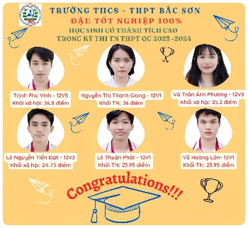 Chúc mừng học sinh Trường THCS-THPT Bắc Sơn 100% đậu tốt nghiệp THPT