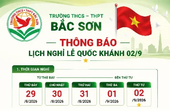 Thông báo về việc nghỉ Lễ Quốc khánh 02/9 năm 2026