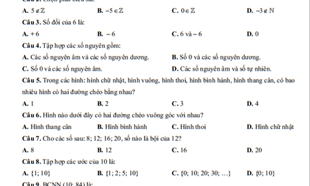 Đề cương Toán  lớp 6, học kì 1, năm học 2025-2026